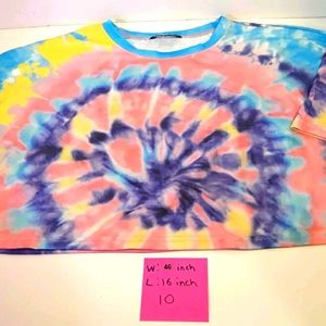 Tie Dye Crop Tee Shirt Pink Blue Yellow Purple